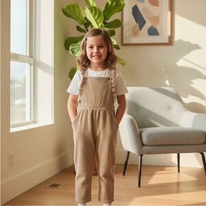 NWOT Zara Kids Corduroy Jumpsuit Overalls Beige Size 4–5 Years (110 cm)
